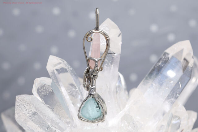 マジカルワンド ブラックルチル ローズクォーツ ハート 大 天然石