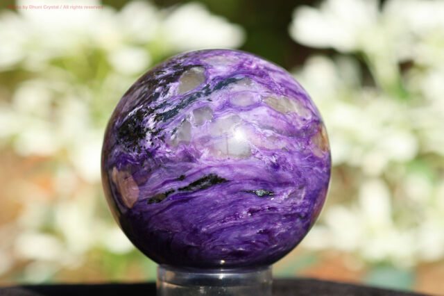 sufiaさま専用コレクションに！チャロアイト　スフィア　天然石置物　C92 sufiaさま専用コレクションに！チャロアイト スフィア 天然石置物 C92