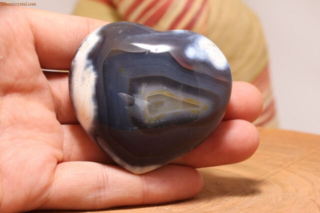 ブラックアゲート　ハート　6㎝　天然石　瑪瑙　アゲート オルカアゲート/瑪瑙/ハート型( W436)
