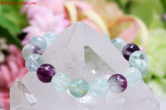 ☆別格高級品！開運良縁宝珠①！極美！エンジェルフェザー　フローライト ブレス エンジェルフェザーフローライト ブレスレット チャイナ産 12.5mm玉