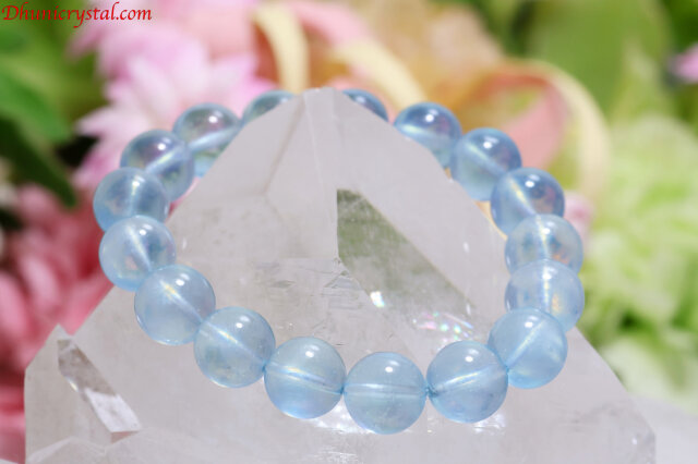 【SOLDOUT】超美石一連ブレスレット【モザンビーク産アクアマリン】11mm玉/手首サイズ14.5～15.5ｃｍ(W58)