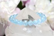 【SOLDOUT】一連ブレスレット【アクアマリン/モザンビーク産】9.5mm珠/手首サイズ14.5cm~15.5cm/サイズ調整はご相談ください(A581)