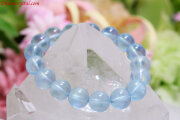 【SOLDOUT】超美石一連ブレスレット【モザンビーク産アクアマリン】11mm玉/手首サイズ14.5～15.5ｃｍ(W58)