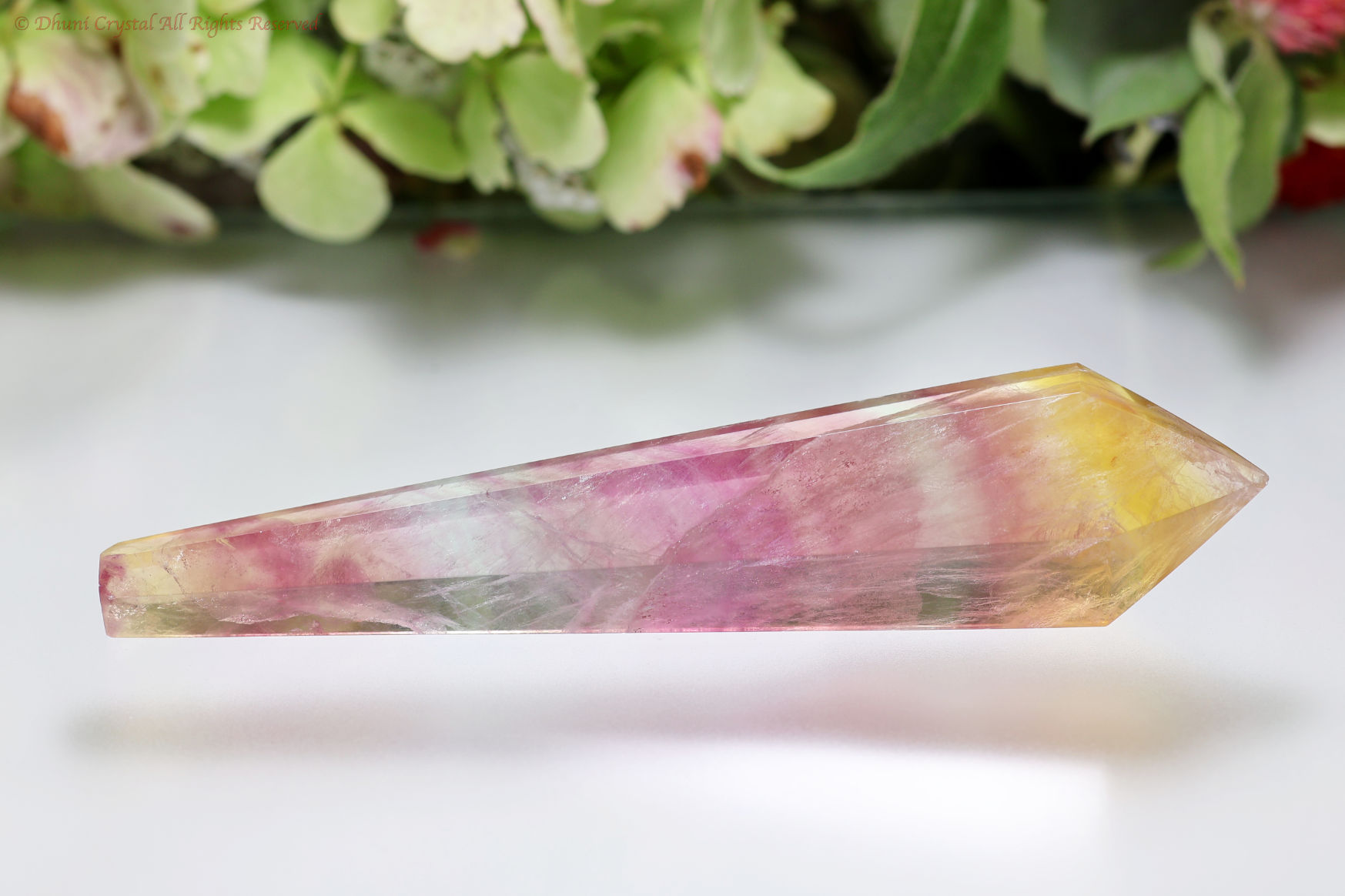 329 ポーセリンフローライト グリーンフローライト ダブルポイント ペンダントトップ32×8×8mm