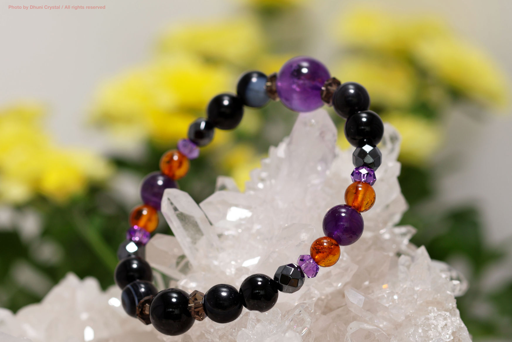 Dhunicrystalオリジナルブレスレット【ハロウィンブレス】/手首サイズ14cm~14.5cm/魔除け・霊性・グラウディング(T652)