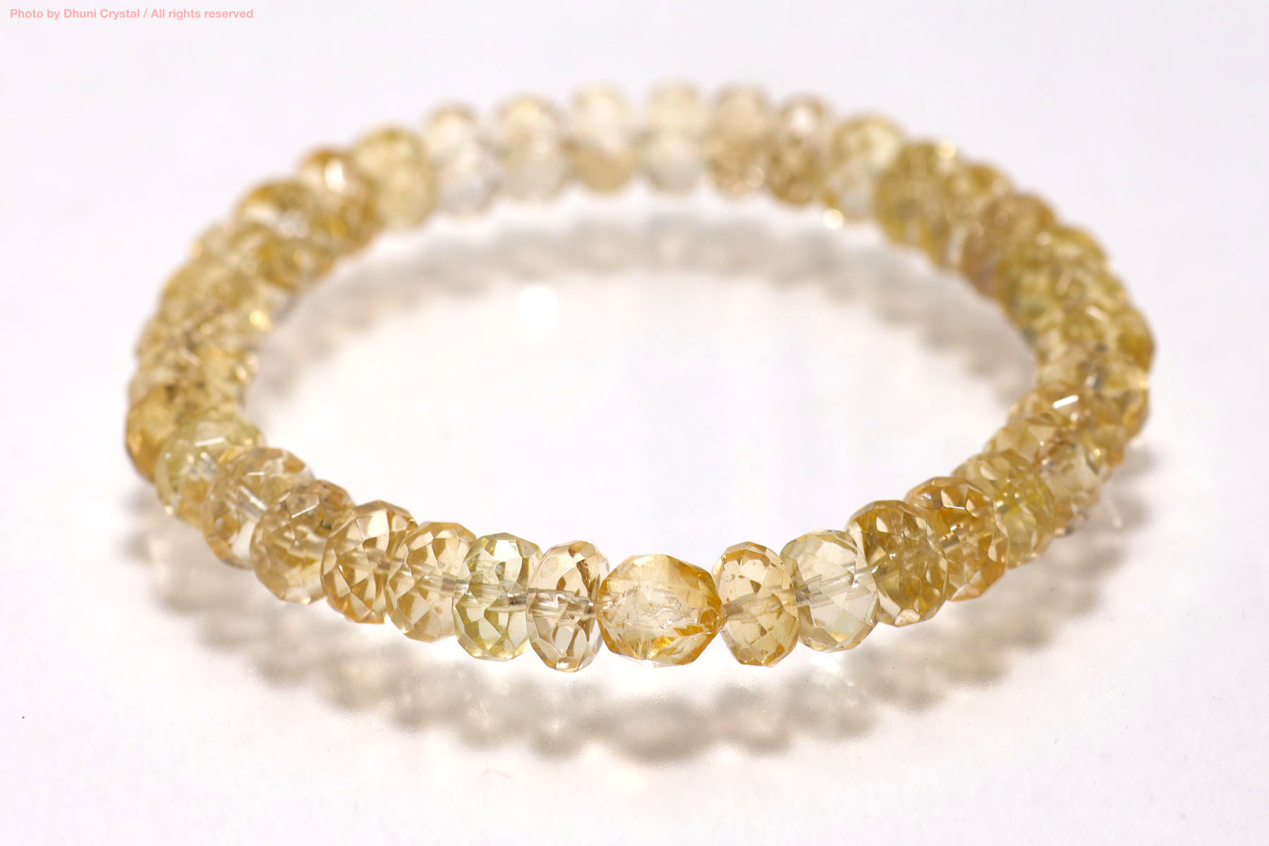 一連ブレスレット【シトリン】/手首サイズ15cm~15.5cm/サイズ調整はご相談ください(T662)