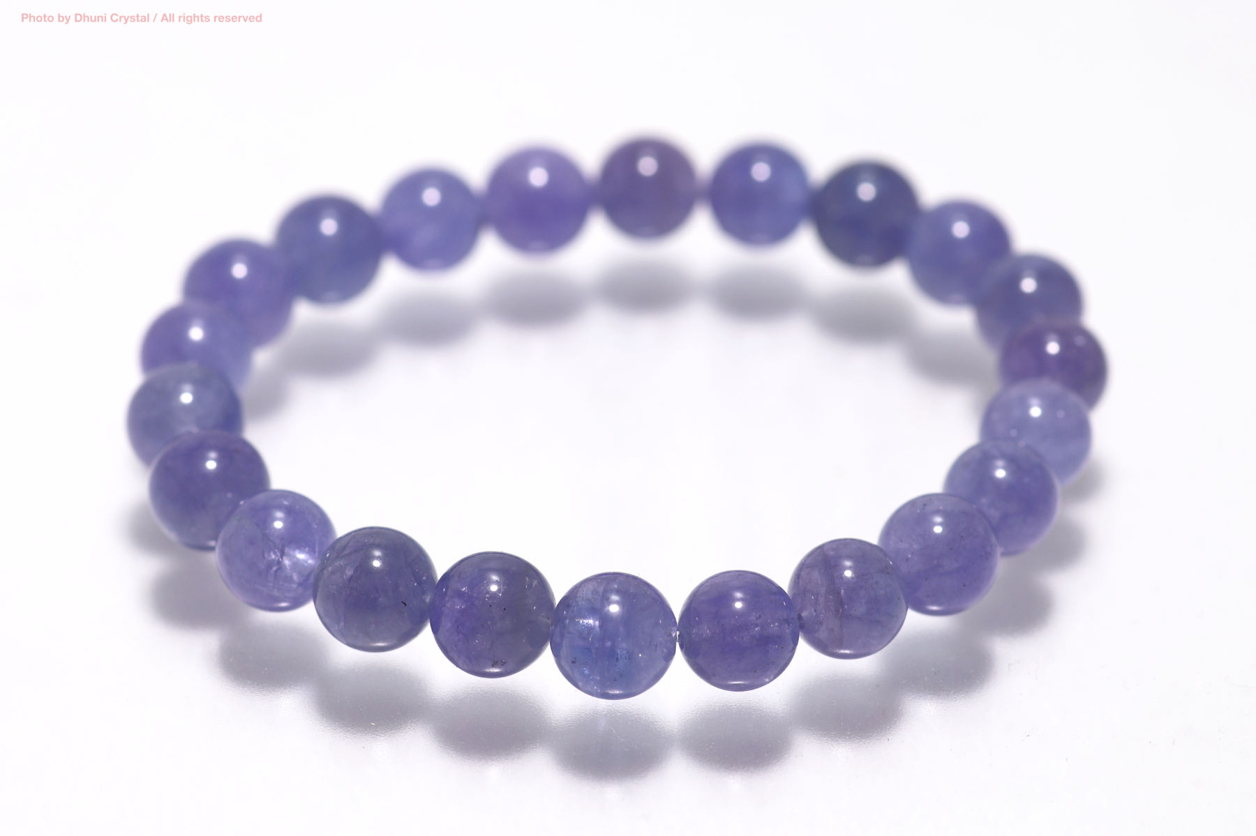 一連ブレスレット【タンザナイト】8mm珠/手首サイズ15cm~15.5cm/サイズ調整はご相談ください(T665)