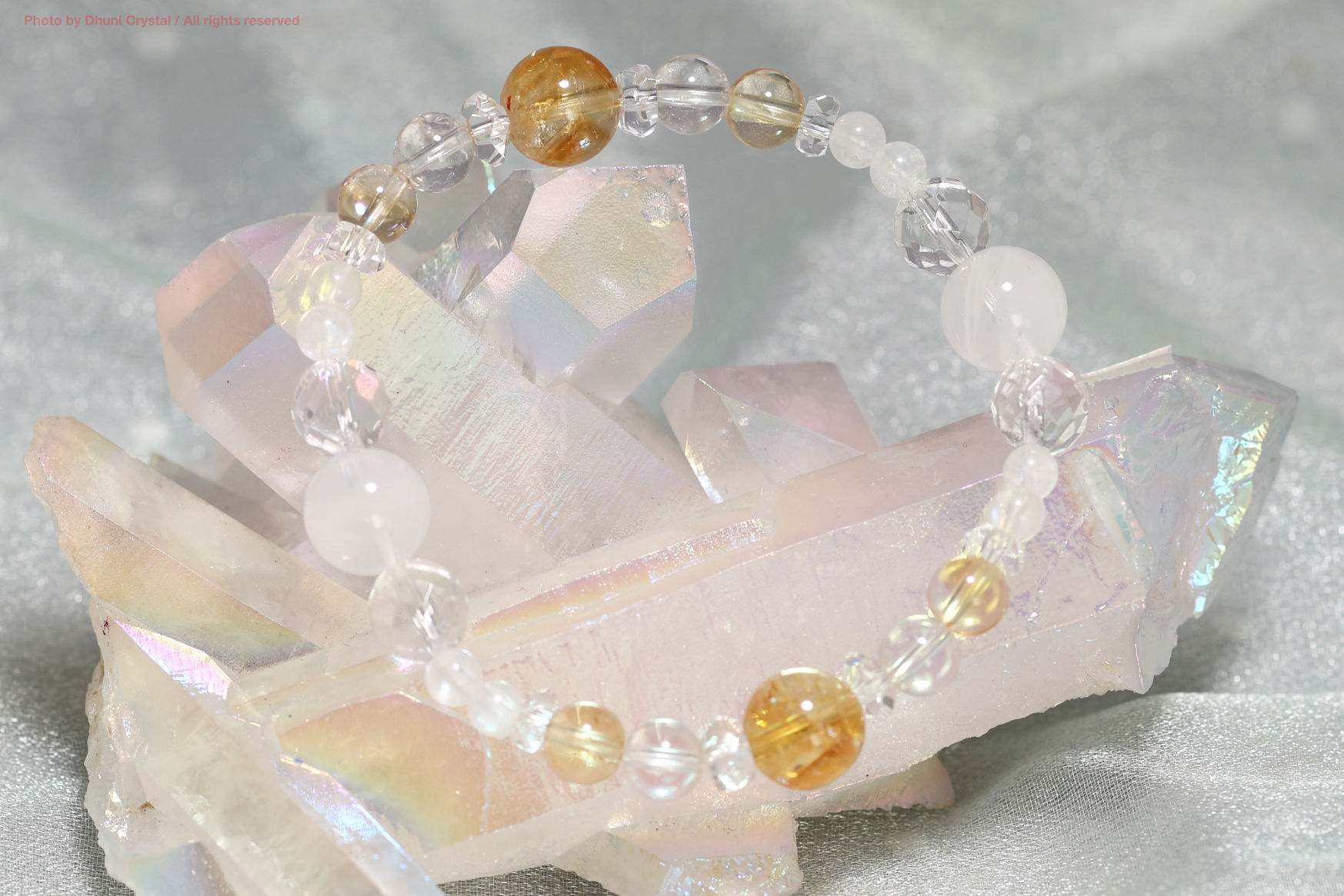 Dhunicrystalオリジナルブレスレット【ホーリーナイト・ブレスレット】/ 『愛』『変化』『豊かさ』/手首サイズ14.5cm~15cm/(T819)