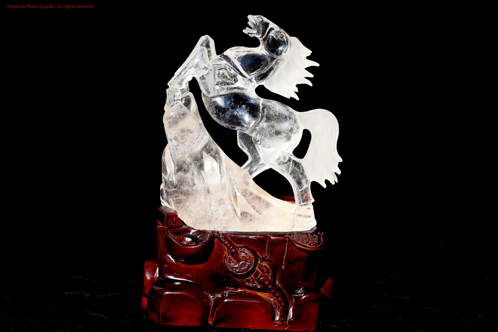 クリスタルホース/水晶のお馬さん/台座付き(T943)