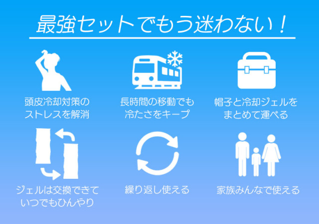 アニちゃんマークのひんやり帽子最強セット【本体＋冷却ジェル＋保冷剤