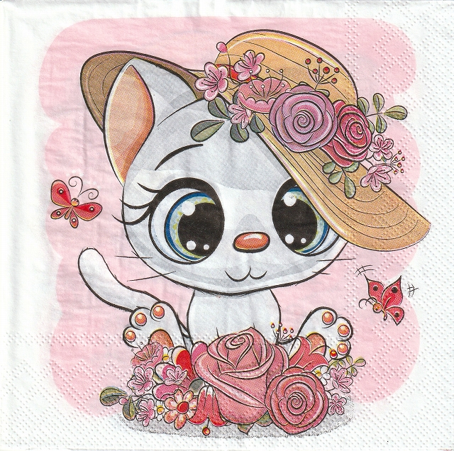 ５枚組ペーパーナプキン＊Cartoon Kitten