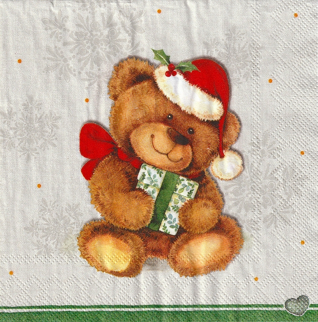 ５枚組ペーパーナプキン＊クリスマステディＡ