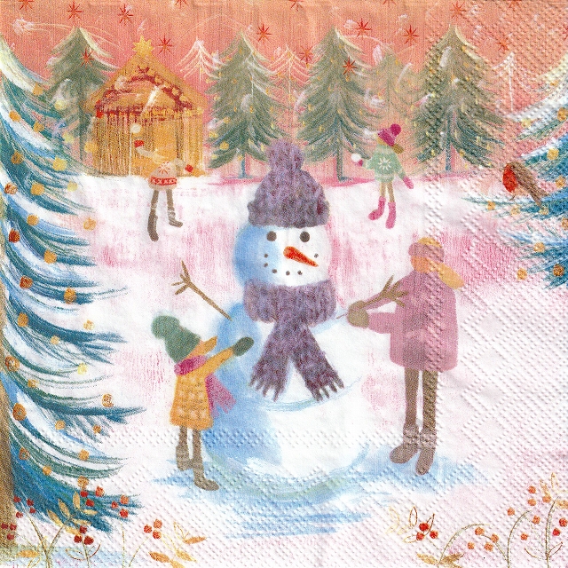 ５枚組ペーパーナプキン＊Playful Snowman