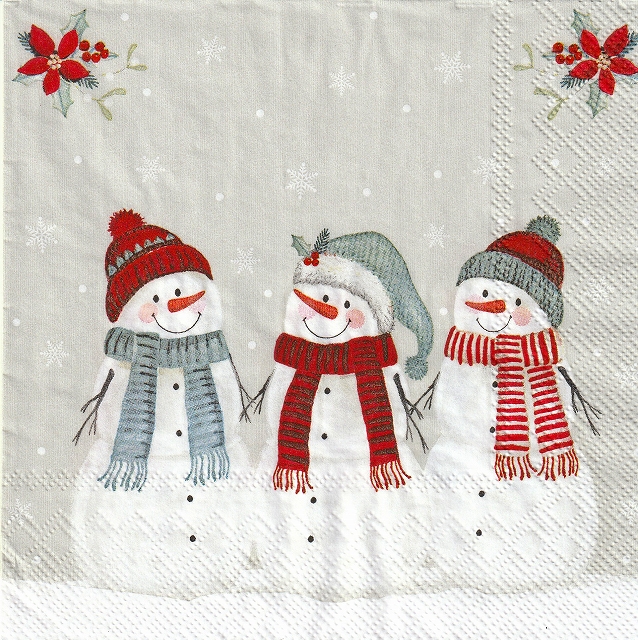 ５枚組ペーパーナプキン＊Three Snowmen
