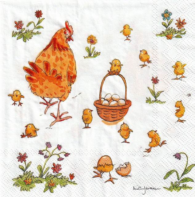 ５枚組ペーパーナプキン＊Mother Hen