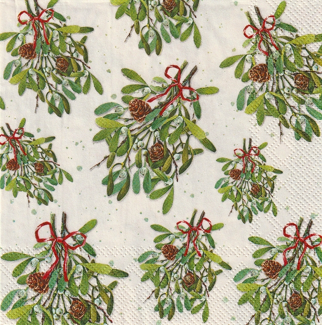 ５枚組ペーパーナプキン＊ヤドリギブーケ