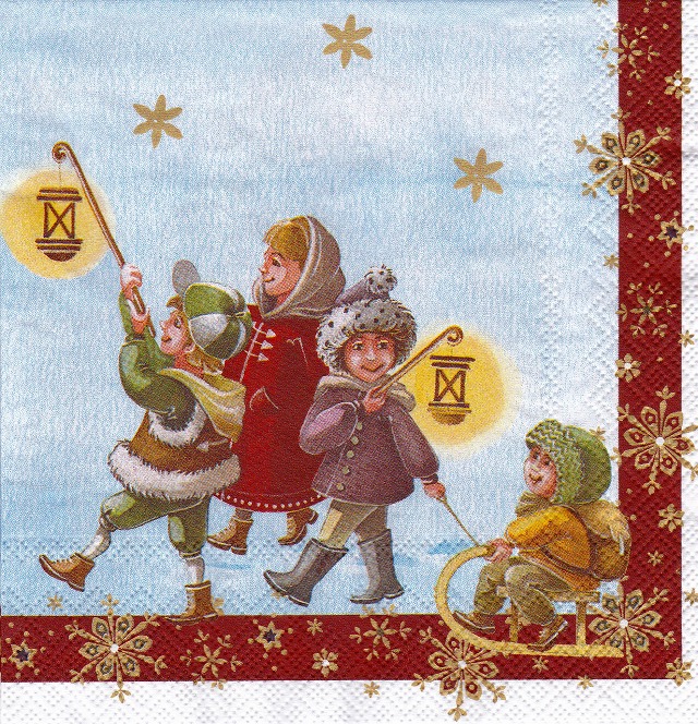 ５枚組ペーパーナプキン＊Santa with Kids