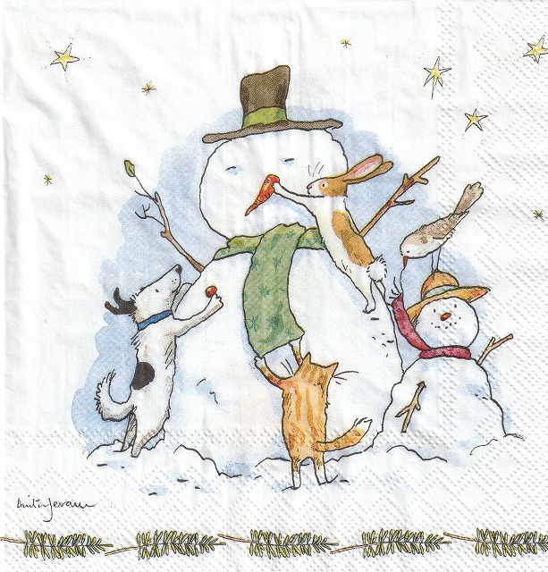 ５枚組ペーパーナプキン＊Snowman with friends