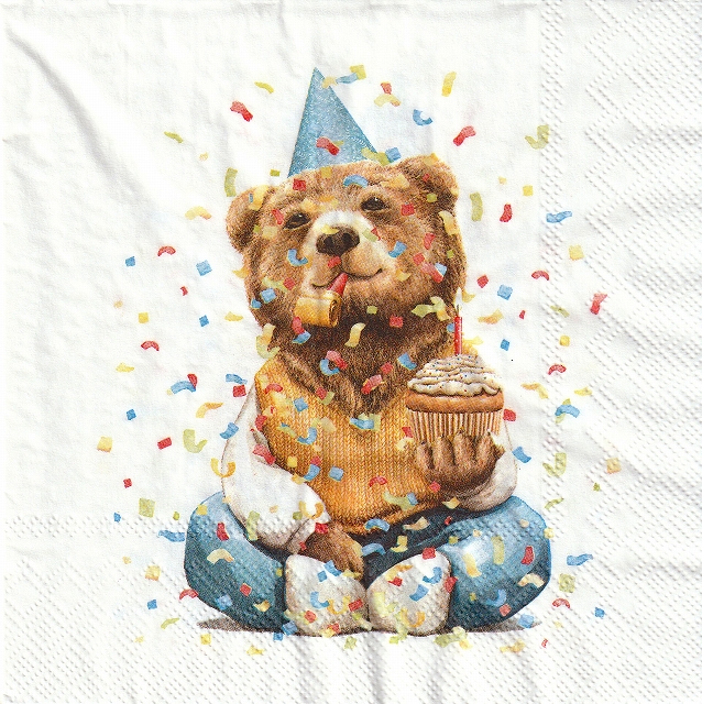５枚組ペーパーナプキン＊Happy Teddy