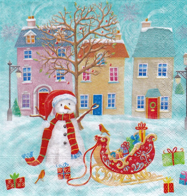 ５枚組ペーパーナプキン＊Snowman in Town