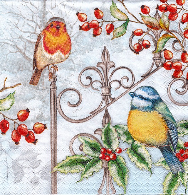 ５枚組ペーパーナプキン＊Birds & Holly