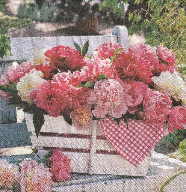 ５枚組ペーパーナプキン＊Peonies in Basket