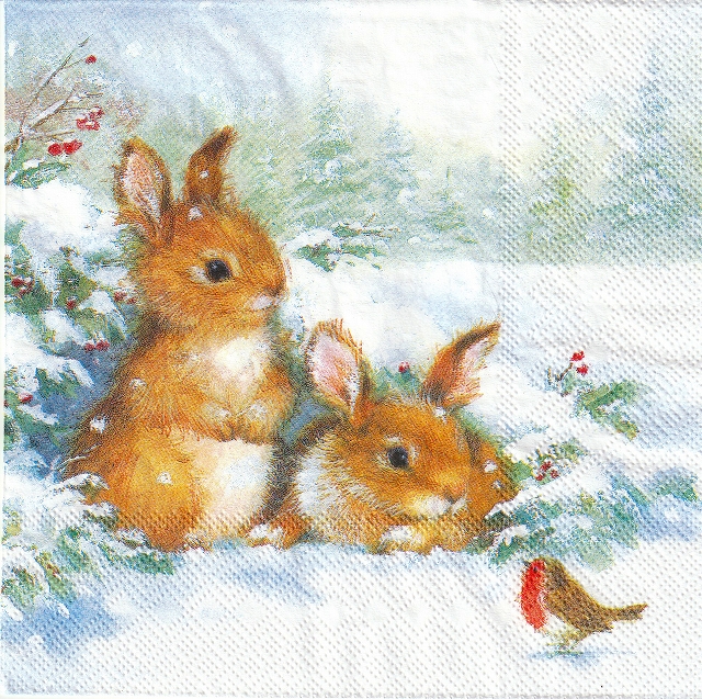 ５枚組ペーパーナプキン＊Friends in SnowＡ