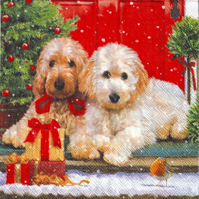 ５枚組ペーパーナプキン＊Dogs at the door