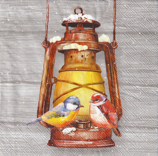 ５枚組ペーパーナプキン＊Birds on Lamp