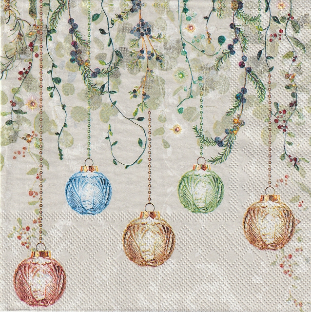 ５枚組ペーパーナプキン＊Floral Christmas