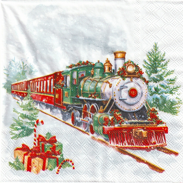 ５枚組ペーパーナプキン＊クリスマストレイン