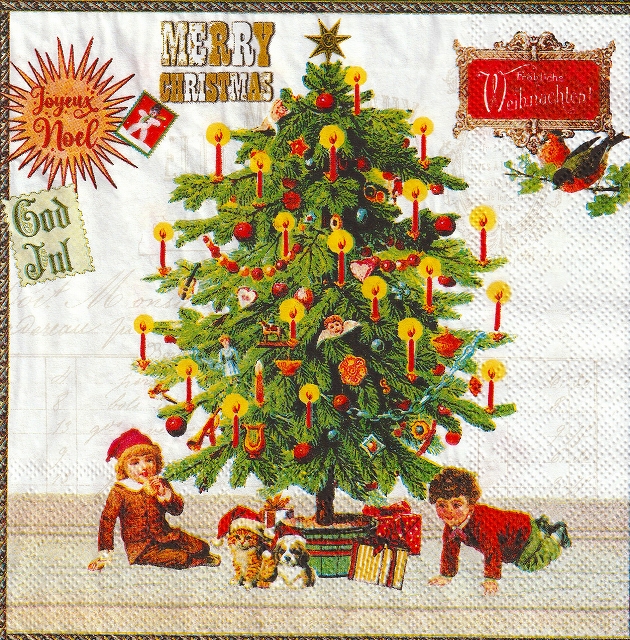 ５枚組ペーパーナプキン＊ツリーの下＊Ａ