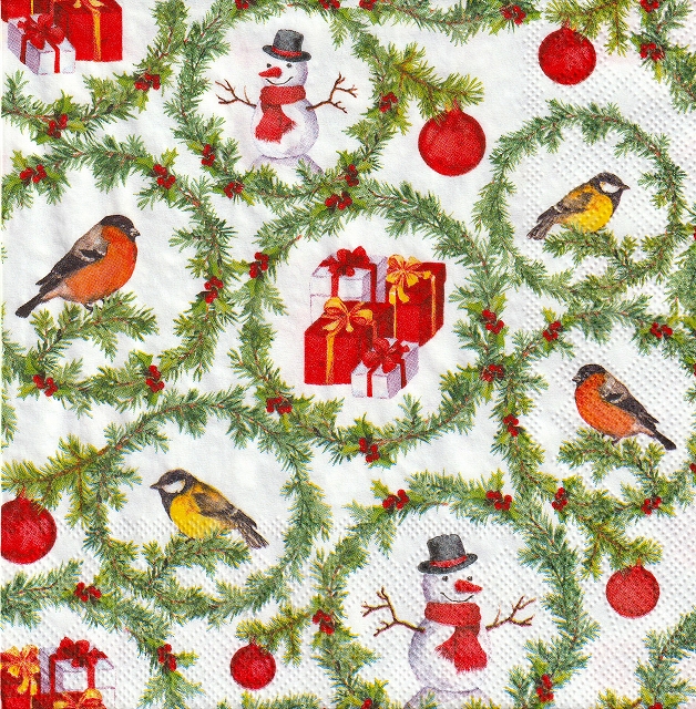 ５枚組ペーパーナプキン＊小枝リース