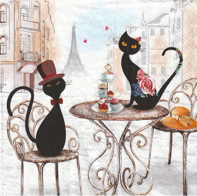 ５枚組ペーパーナプキン＊Cats inParis