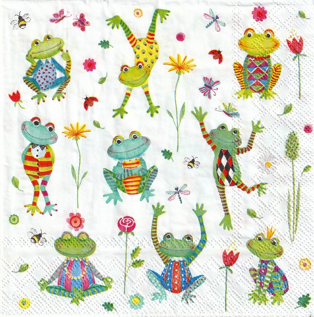 ５枚組ペーパーナプキン＊Happy Frogs