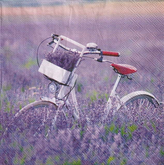 ５枚組ペーパーナプキン＊Bike in Lavender