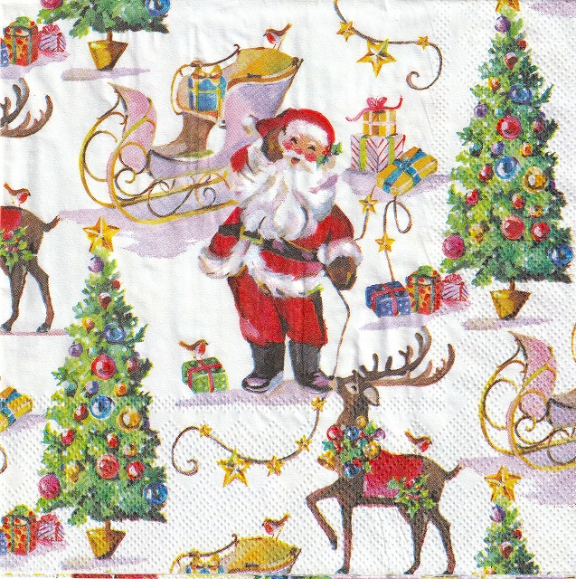 ５枚組ペーパーナプキン＊Laughing Santa