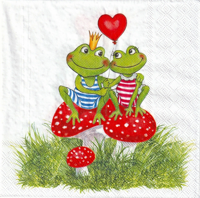 ５枚組ペーパーナプキン＊Frogs in Love