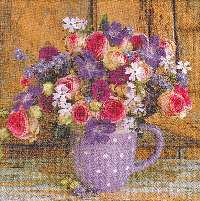 ５枚組ペーパーナプキン＊Mug with Flowers