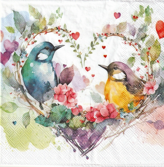 ５枚組ペーパーナプキン＊Loving Birds