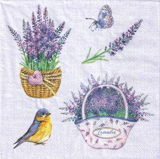 ５枚組ペーパーナプキン＊Lavender Baskets