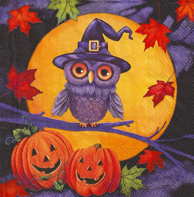 ５枚組ペーパーナプキン＊Halloween Owl