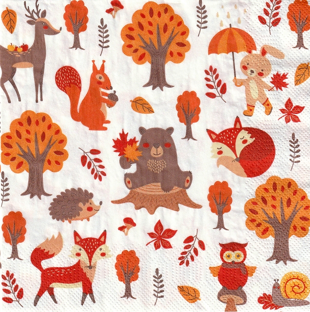 ５枚組ペーパーナプキンWoodland Animals
