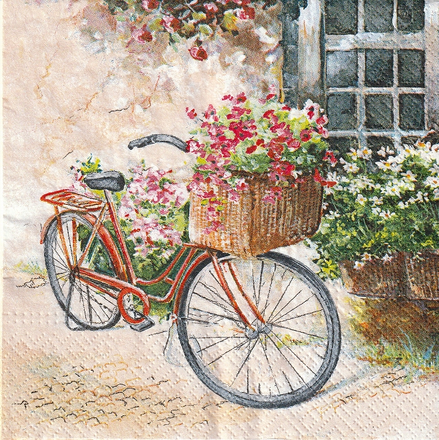 ５枚組ペーパーナプキン＊Flower Bike Ａ