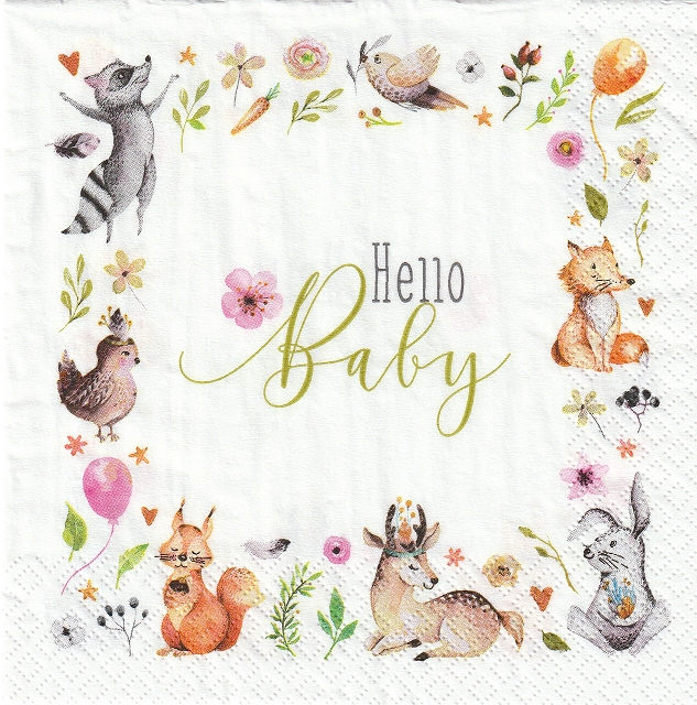 ５枚組ペーパーナプキン＊Hello Baby