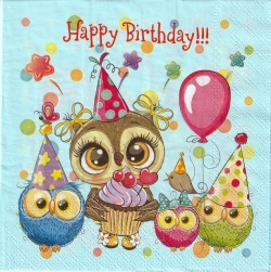５枚組ペーパーナプキン＊Happy Owls
