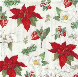 ５枚組ペーパーナプキン＊Christmas Florals Ｃ