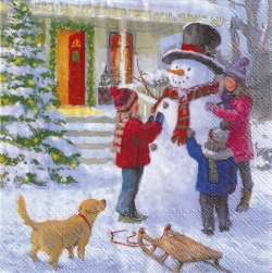 ５枚組ペーパーナプキン＊Fun with the Snowman