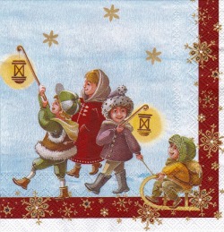 ５枚組ペーパーナプキン＊Santa with Kids