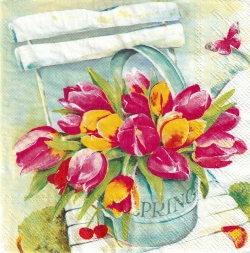 ５枚組ペーパーナプキン＊Spring Tulips